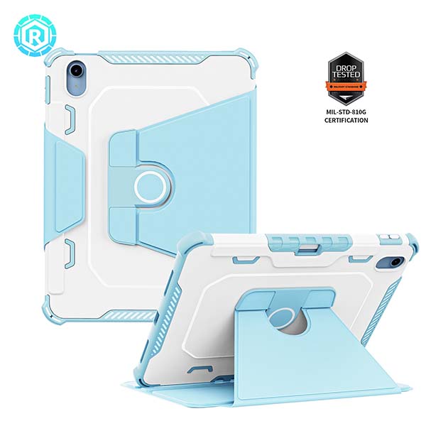 ROISKIN For iPad Case With 360º Kickstand, Airbag Protection Glossy Leather Cover With Sleep/Wake Feature