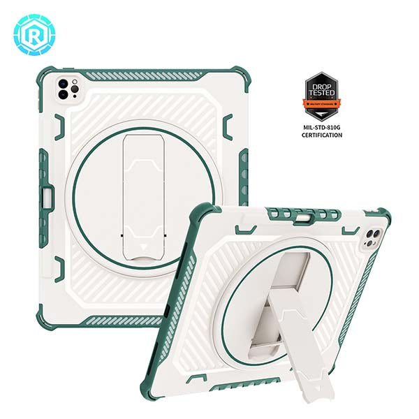 ROISKIN For iPad Case with 360º Rotating Kickstand & Shoulder Belt, Airbag Protection Cover