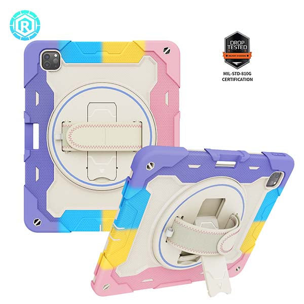 ROISKIN For iPad Case With 360º Kickstand Hand/Shoulder Strap,Shock & Drop Protection Cover With Pen Holder