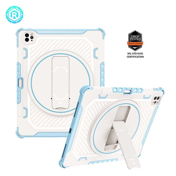 ROISKIN For iPad Case with 360º Rotating Kickstand & Shoulder Belt, Airbag Protection Cover